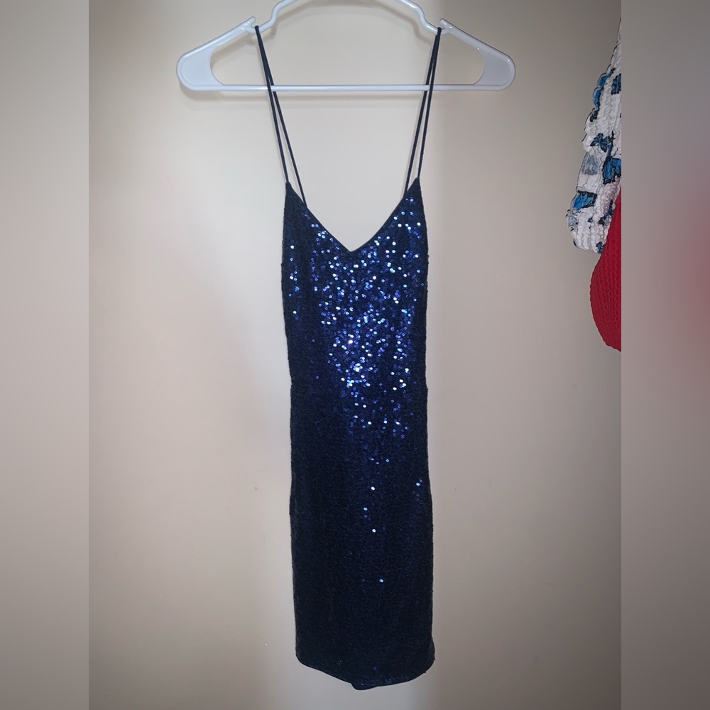 Blue sequin dress